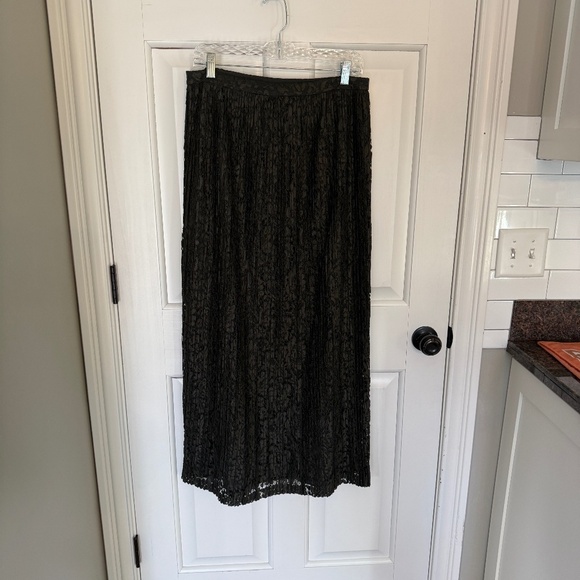 Banana Republic Lace Pleated Maxi Skirt dark green 45153 - Picture 3 of 13